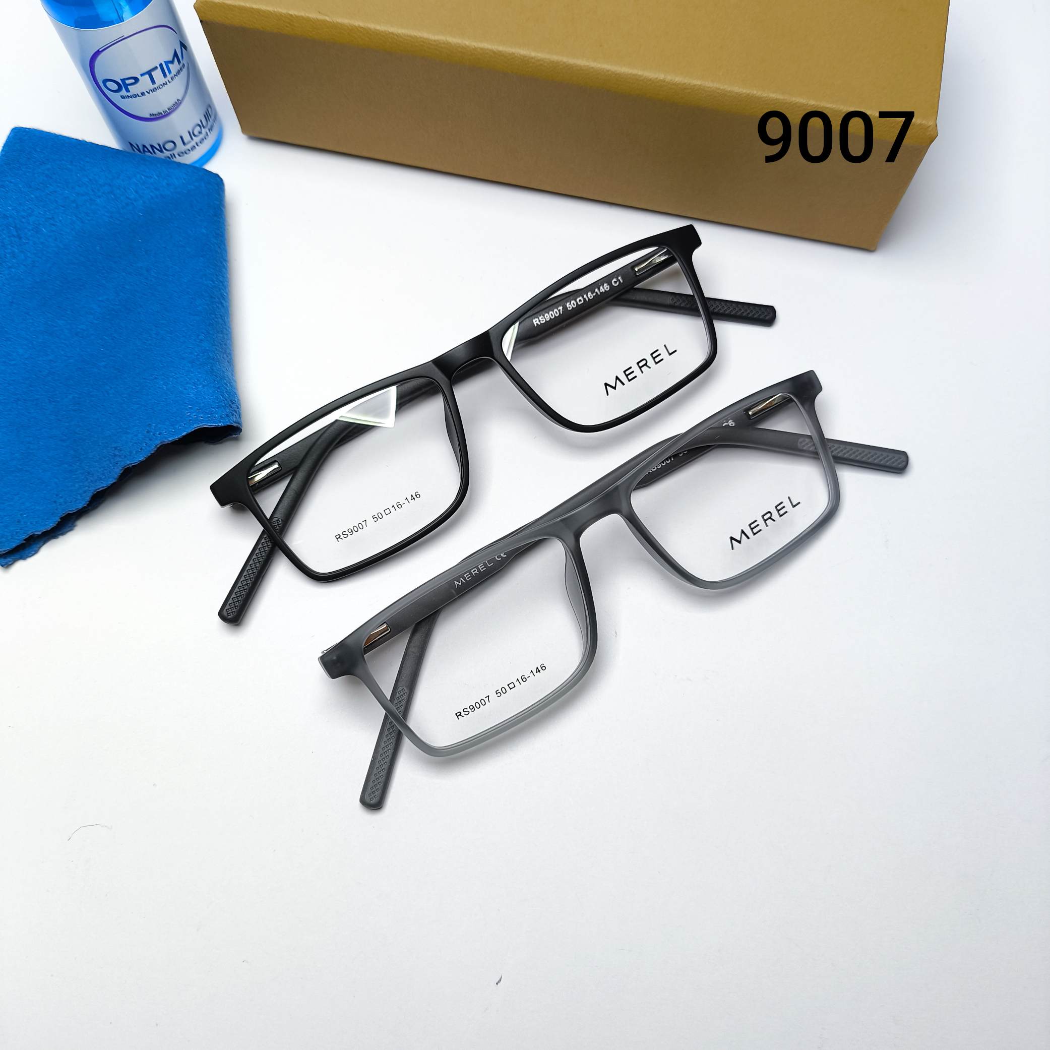 عینک طبی مردانه کائوچو tr90 پایه فنر مرل Merel مدل 9007