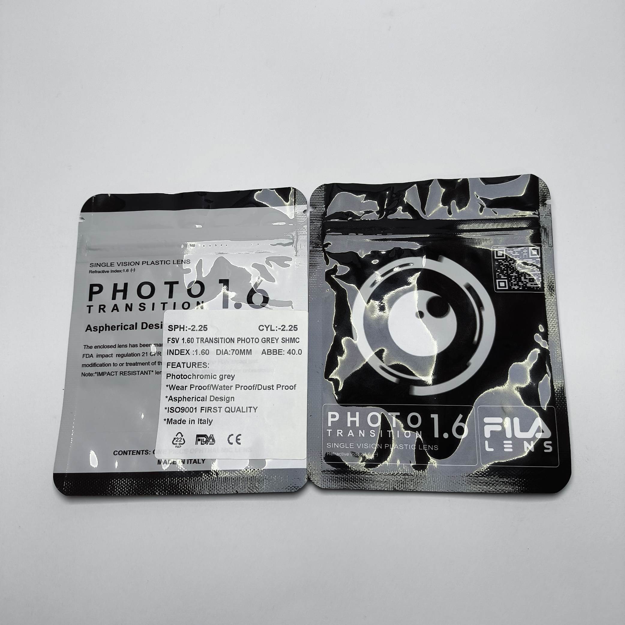 یک جفت عدسی ایتالیایی نیمه فشرده فتوکرومیک ترانزیشن ۱.۶ فیلا Fila