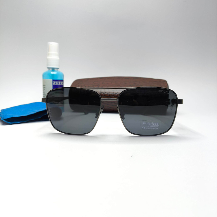 عینک آفتابی مردانه پلاریزه فلزی پایه فنر پلیس Police مدل 24304