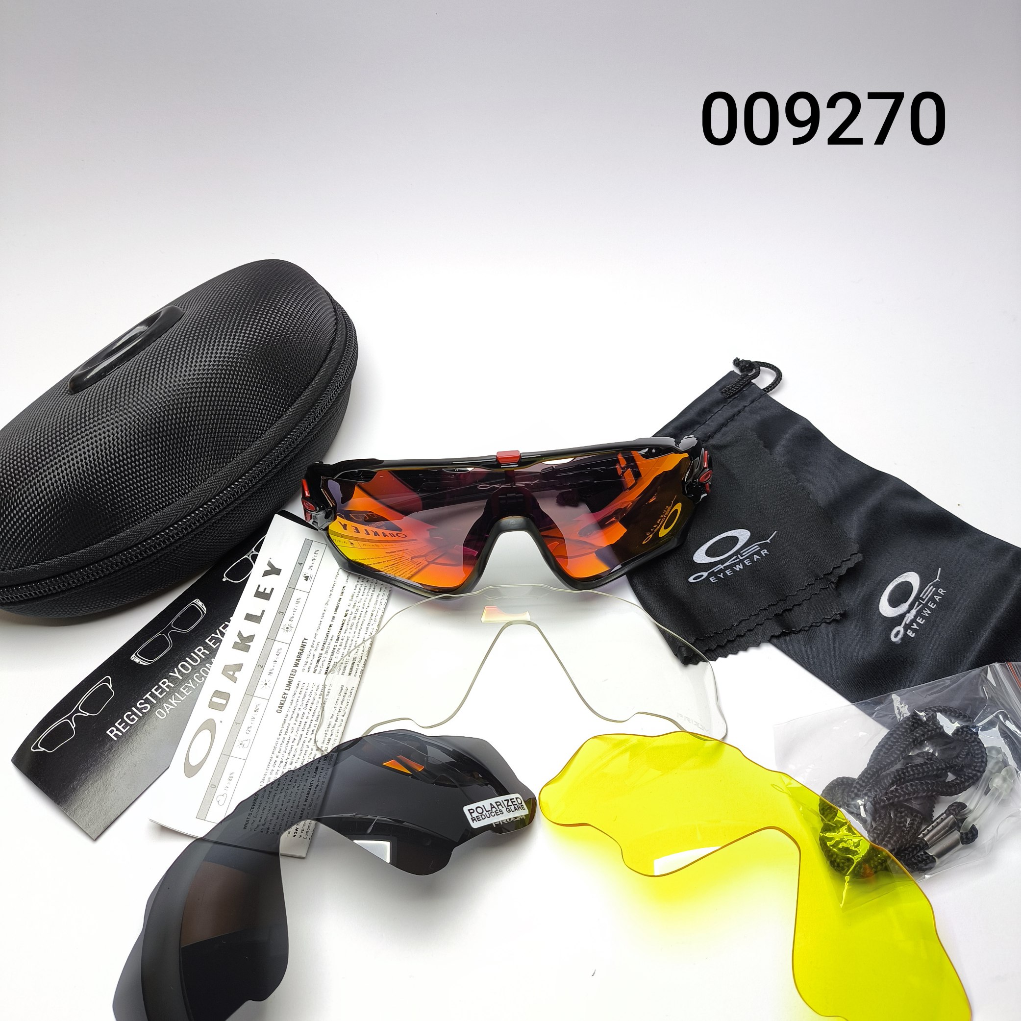 عینک آفتابی اسپرت پلاریزه های‌کپی چند عدسیه به همراه پک کامل اکلی Oakley مدل 009270