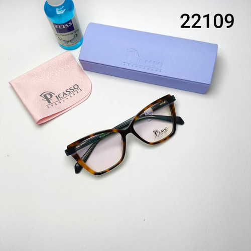 عینک طبی زنانه استات دسته سیم پیکاسو Picasso به همراه جلد و دستمال مدل 22109