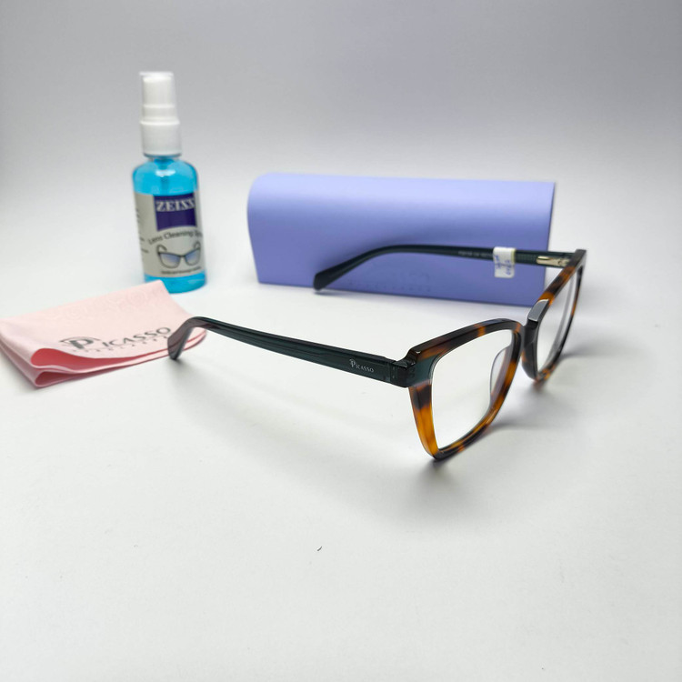 عینک طبی زنانه دسته سیم پیکاسو Picasso به همراه جلد و دستمال مدل 22109