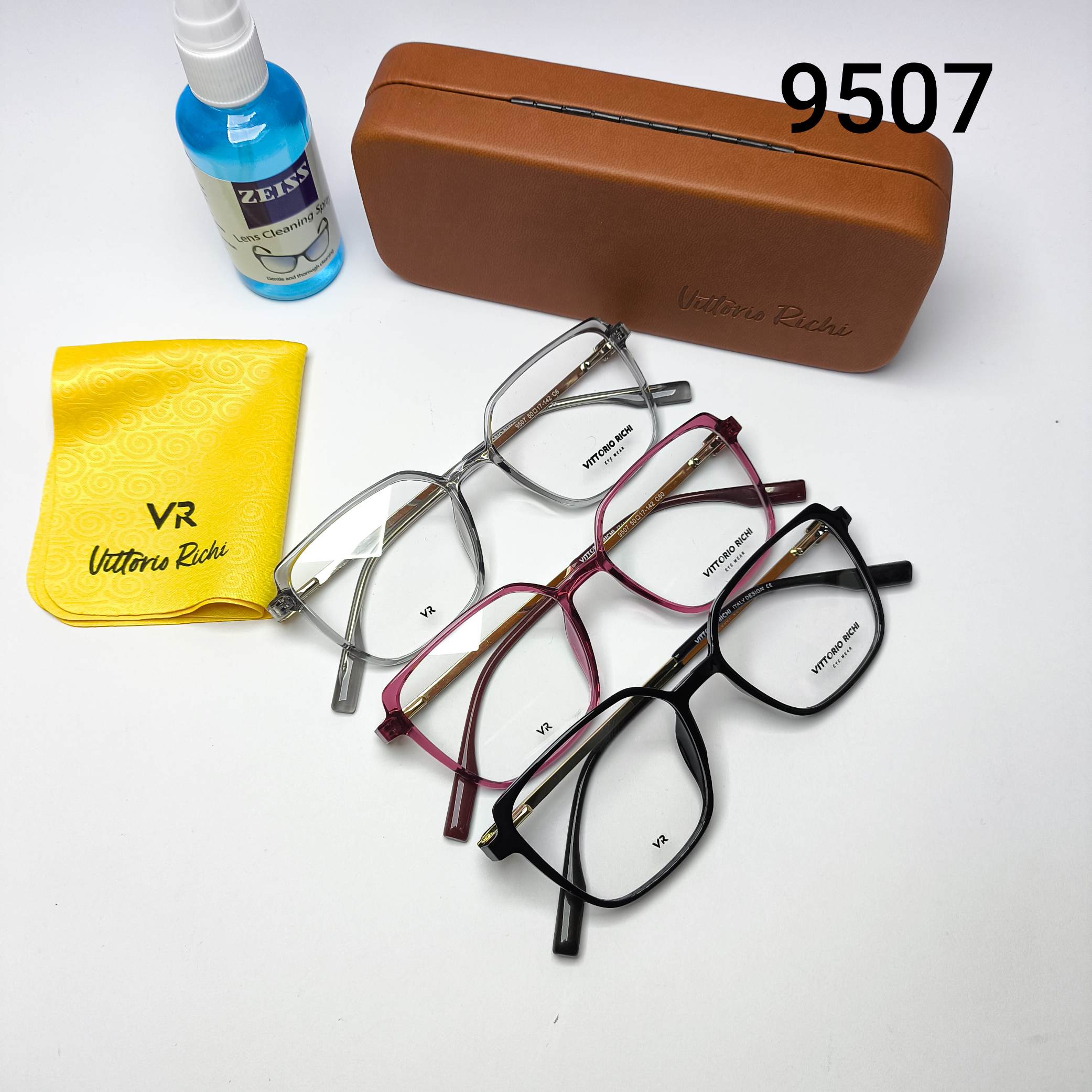 عینک طبی زنانه کائوچو tr90 دسته فلز Vittorio richi ویتوریو ریچی با پک جلد دستمال مدل 9507