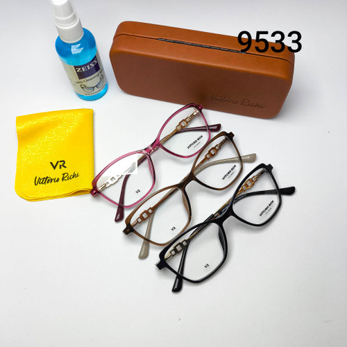 عینک طبی زنانه کائوچو tr90 دسته فلز Vittorio richi ویتوریو ریچی با پک جلد دستمال مدل 9533