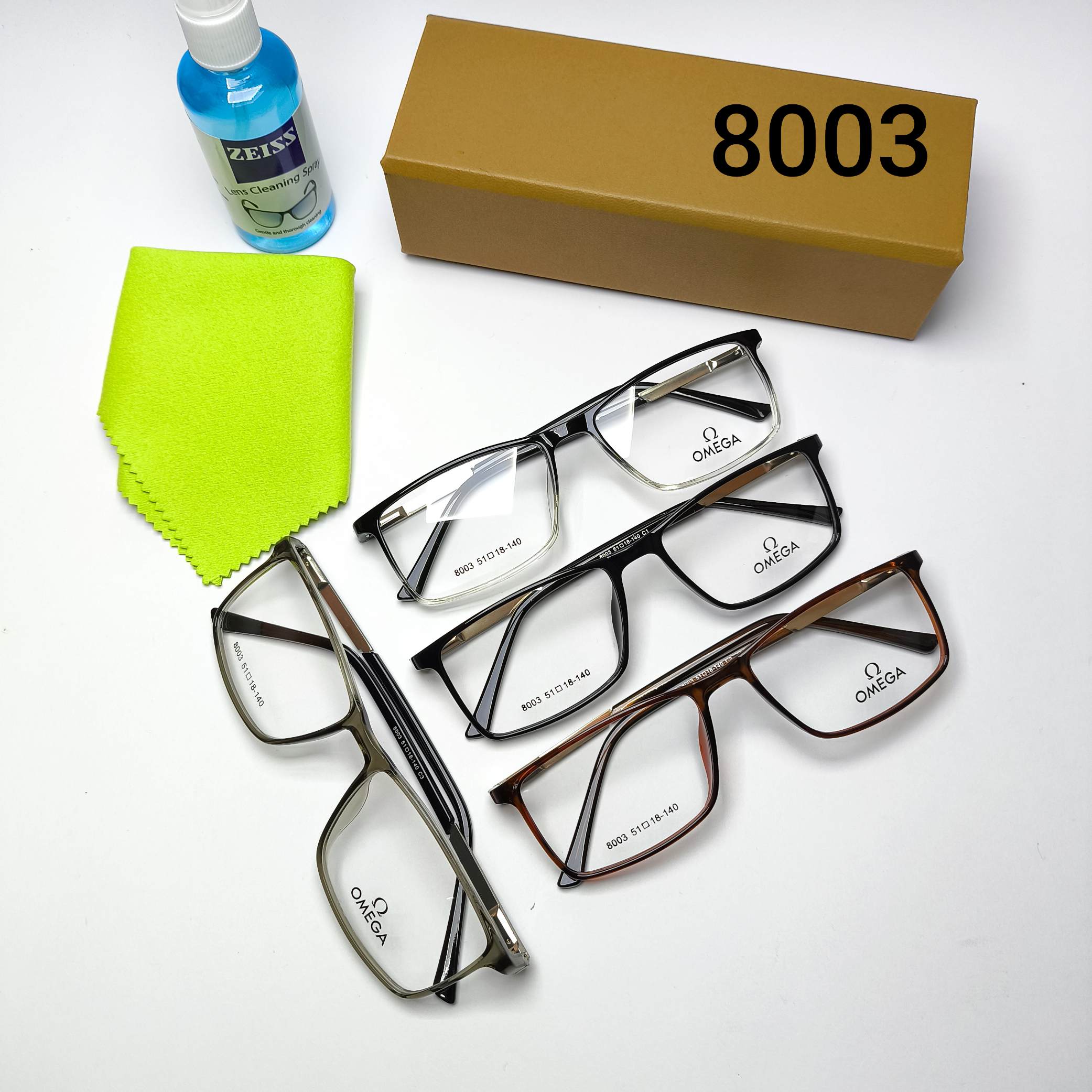 عینک طبی مردانه و زنانه کائوچو ـ فلزی پایه فنر امگا Omega مدل 8003