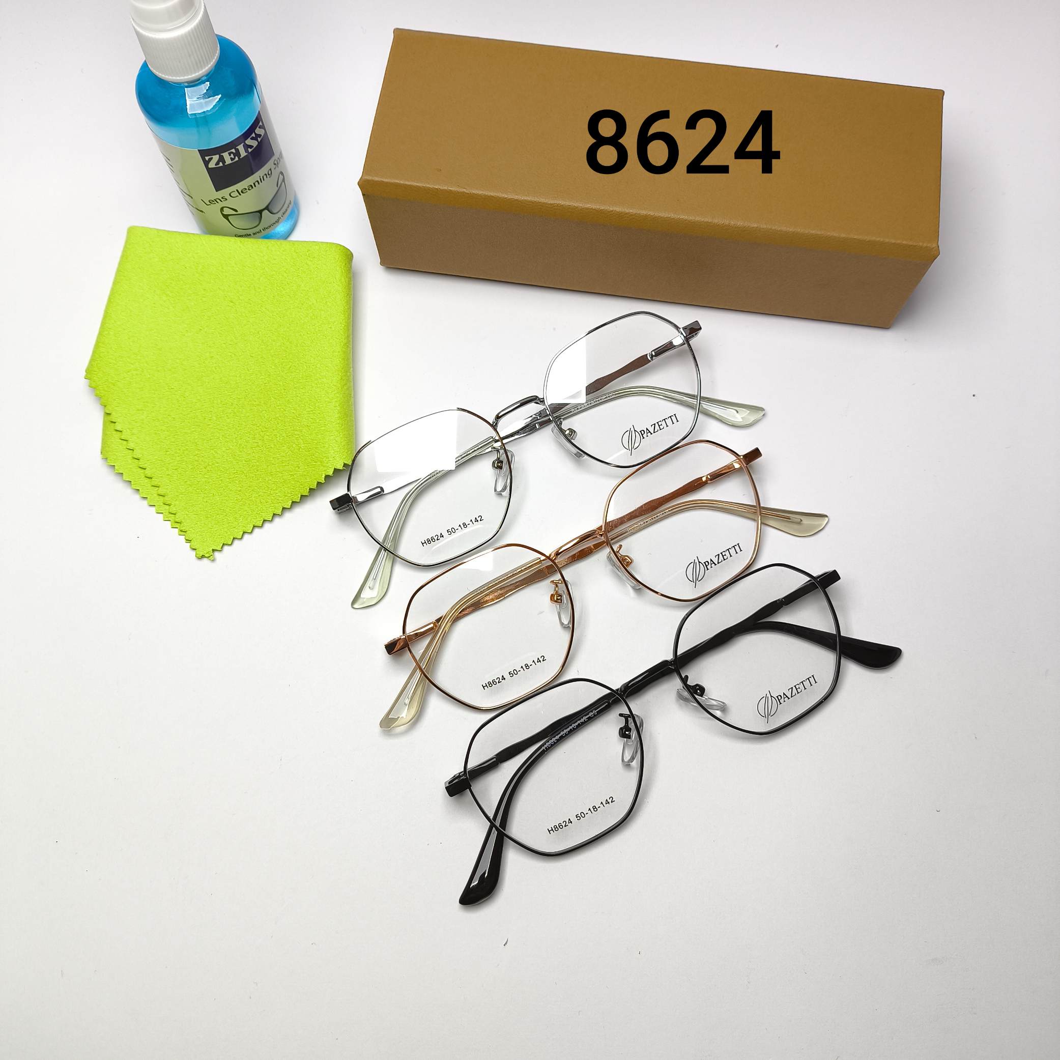 عینک طبی اسپرت فلزی هشت ضلعی پایه فنر پازتی Pazetti مدل 8624