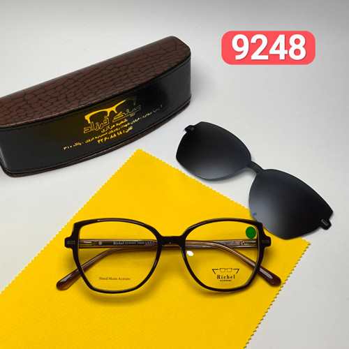 عینک طبی کاور دار ریچل Richel مدل 9248 اورجینال دسته سیم کائوچو اسیتیت به همراه پک هدیه