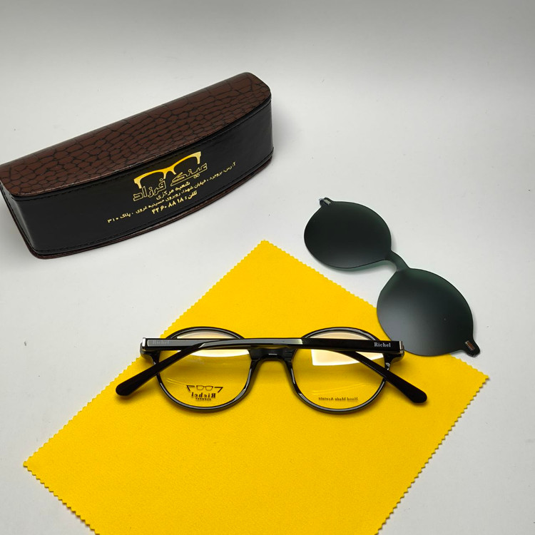 عینک طبی کاور دار ریچل Richel مدل 9242 اورجینال دسته سیم کائوچو اسیتیت به همراه پک هدیه