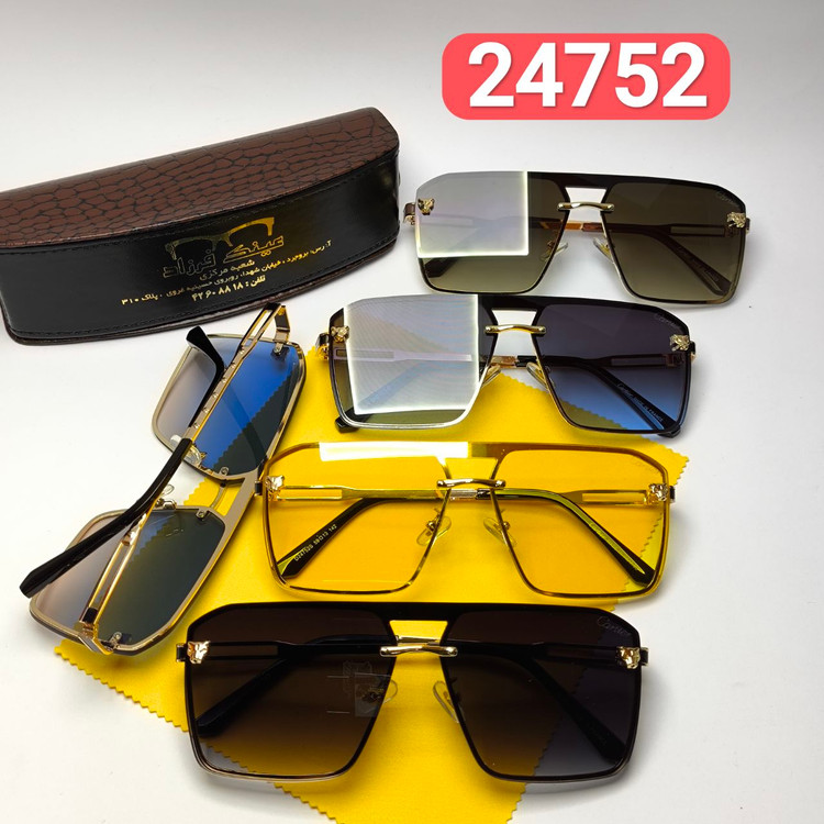 عینک آفتابی مردانه کارتیر Cartier مدل 2475201 فلزی + پک هدیه لوازم جانبی