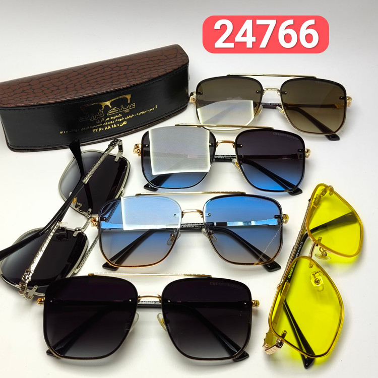 عینک آفتابی مردانه کروم هارتز Chrome hearts مدل 2476601 فلزی + پک هدیه لوازم جانبی