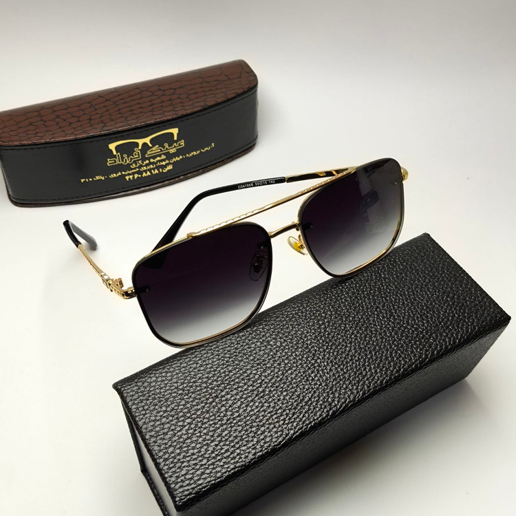 عینک آفتابی مردانه کروم هارتز Chrome hearts مدل 2476601 فلزی + پک هدیه لوازم جانبی