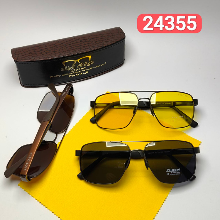 عینک آفتابی مردانه باس Hugo boss مدل 2435501 پلاریزه آلمینیوم + پک هدیه لوازم جانبی
