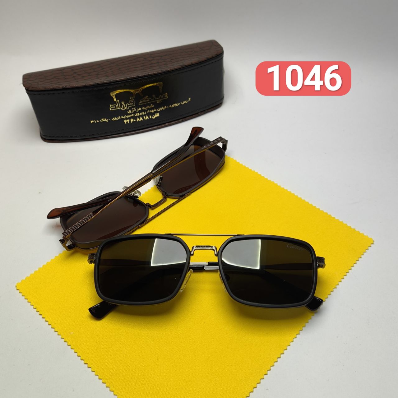 عینک آفتابی مردانه کارتیر Cartier مدل ۱۰۴۶ پلاریزه فلزی + پک هدیه لوازم جانبی