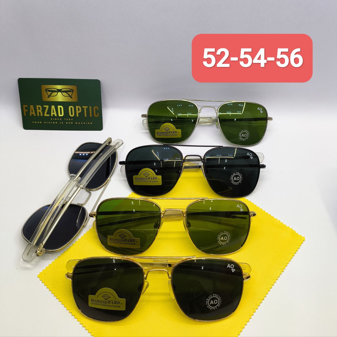 عینک آفتابی AO آمریکن اپتیکال American Optical مدل 56 عدسی شیشه سایز بزرگ