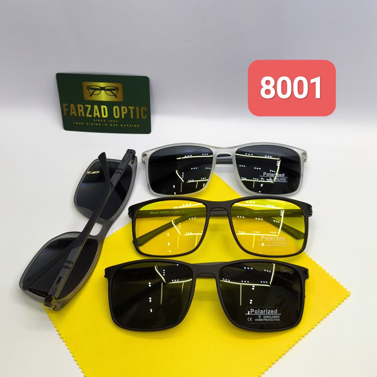 عینک آفتابی پرسل Persol  مدل 8001 کائوچو TR90 پلاریزه uv400 پایه فلزی فنر