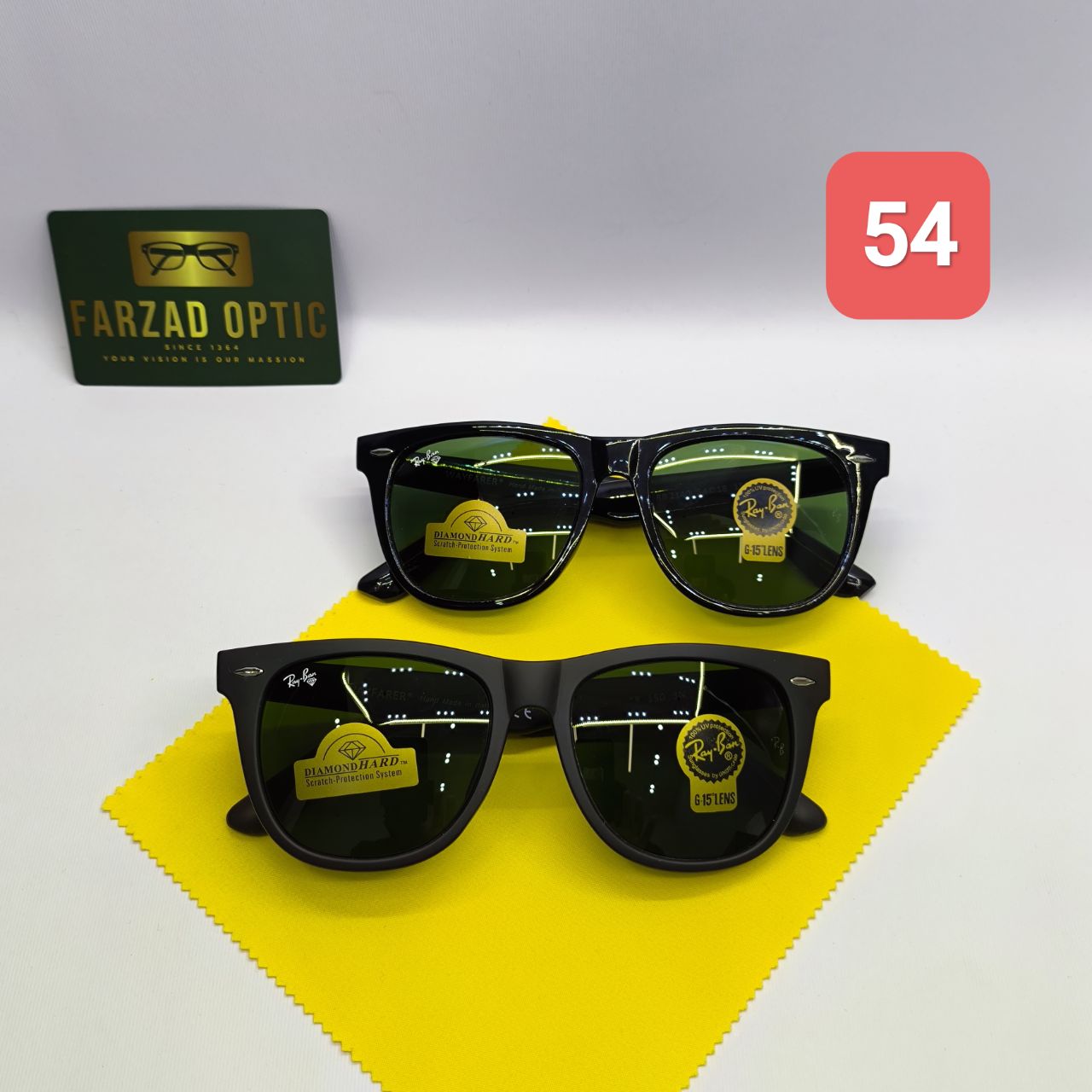 عینک آفتابی ریبن Ray ban مدل ویفری سایز 54 عدسی شیشه دیاموند