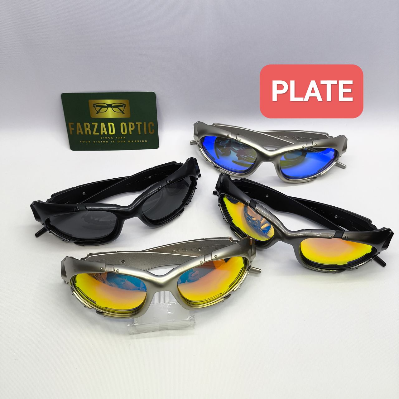 عینک آفتابی اسپرت ورزشی اکلی Oakley مدل Plate بیس دار فلزی کائوچو UV400